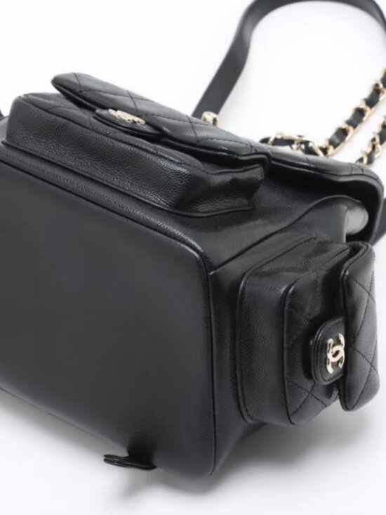 Chanel CC Logo Matelasse Caviar Skin Chain Backpack Black main image 8
